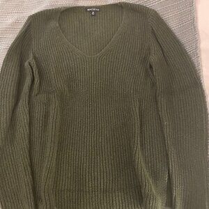 Boxy Green JCrew V-Neck Sweater